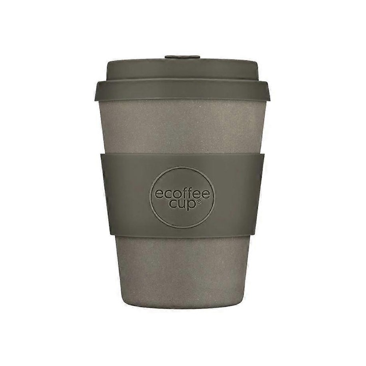 Cana reutilizabila Ecoffee, 12oz, material vegetal, colorat, design modern, maro