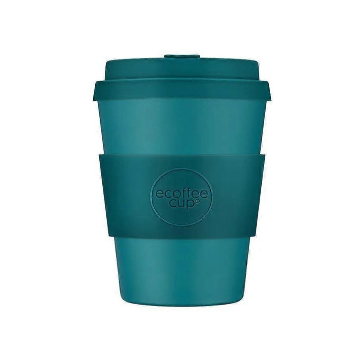 Cana reutilizabila Ecoffee, 12oz, din materiale vegetale, design modern, culoare verde