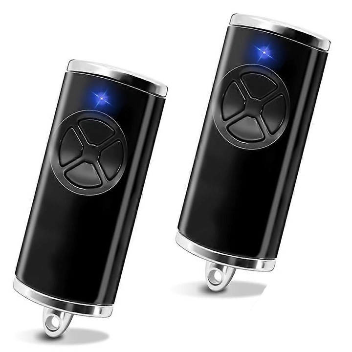 Set 2 deschizatoare usi garaj 868MHz, compatibile cu Hormann, LED albastru, plastic, negru