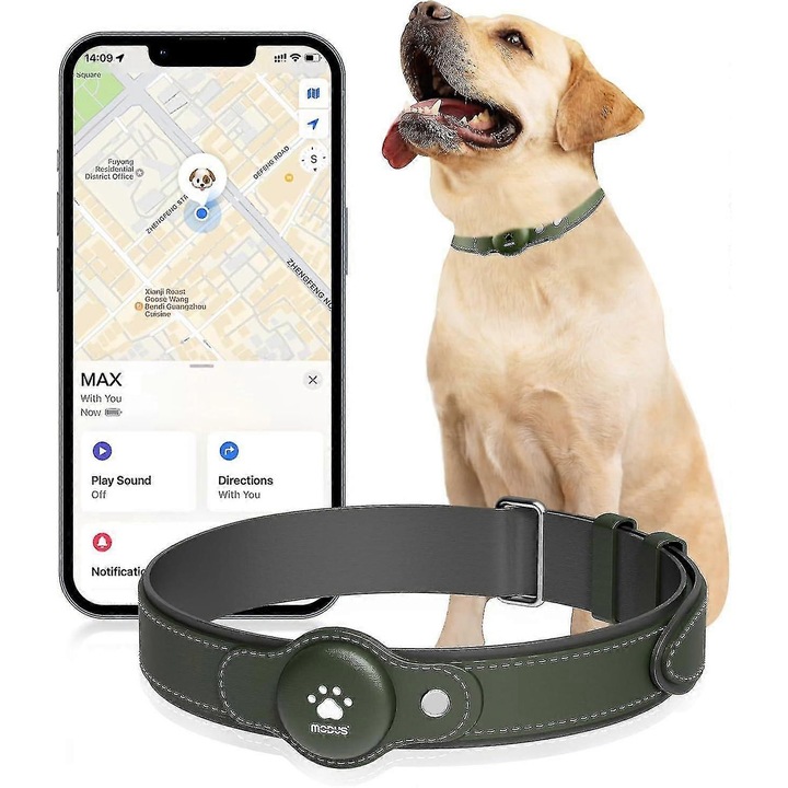 GPS nyomkövető kutyanyakörv, 2 az 1-ben, gyors csatlakozás, IP67, iOS-re