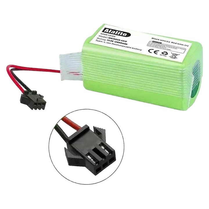 Литиево-йонна батерия 12800mAh 14.4V за Conga Excellence 950 990 1090, размери 72x37x37mm