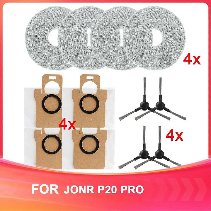 Set accesorii pentru aspirator JONR P20 Pro, lavete, saci de praf, perii laterale, plastic, multicolor