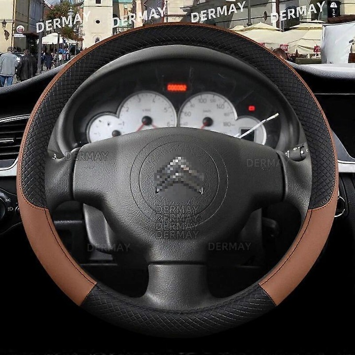 Husa volan auto D si O, poliuretan, pentru Citroen Berlingo E-berlingo Berlingo XL, maro