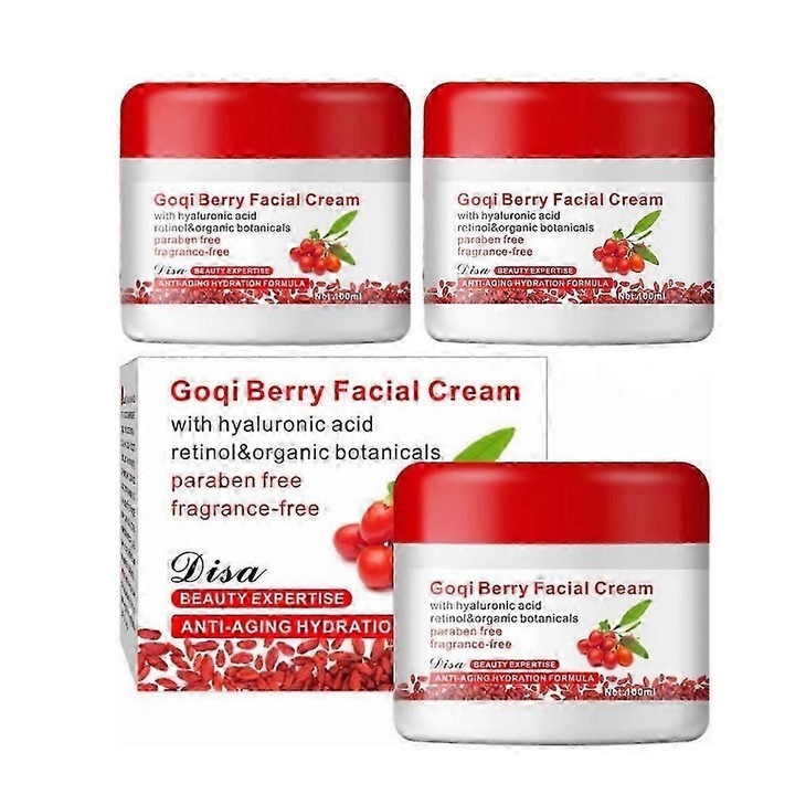 Крем за лице с годжи, регенерация на кожата, против бръчки, 100 мл, комплект от 3 броя