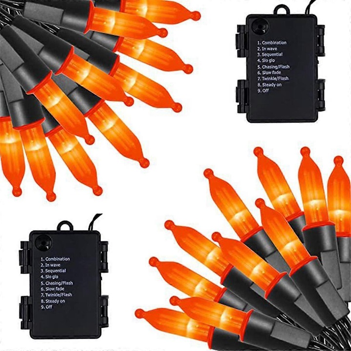 Instalatie de Craciun, 50 becuri mini, 5m, portocalie