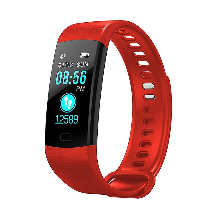 Bratara fitness, IP67, monitorizare ritm cardiac si tensiune arteriala, 0,96 inch, 245mm, multicolor