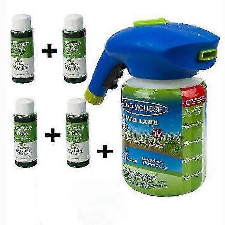 Разпръсквач за трева, хидросистема Mousse, 4 части, пластмаса, с формула за стимулиране на растежа