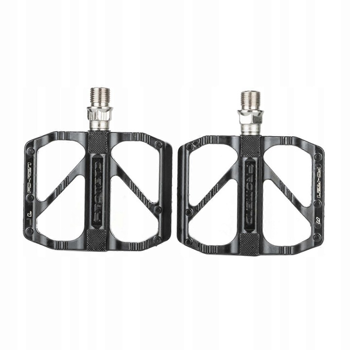 Pedale bicicleta, set stanga-dreapta, aluminiu, 10x9.1cm, argintii