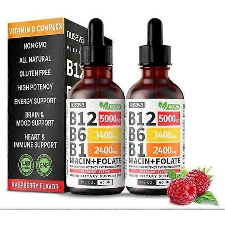 Picaturi Vitamina B12 si B6, set 2 buc, 5000mcg, Vegan, Fara Gluten