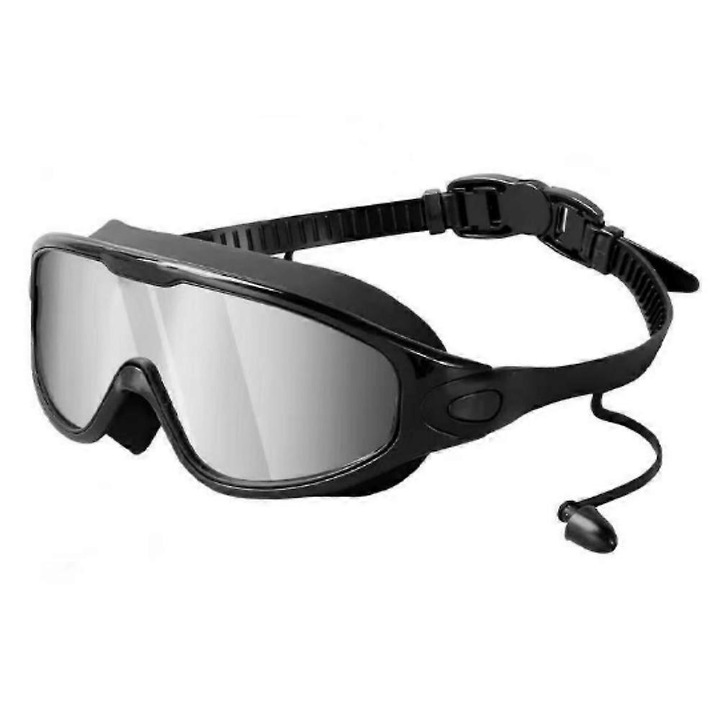 Ochelari de inot, Warddefend, anti-fog, fara scurgeri, negru cu argintiu, 180g, set 1PC