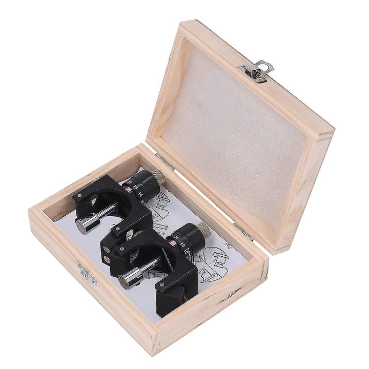 Jig de setare pentru cutite de plan, otel carbon, negru, dimensiuni compacte, set 2 buc