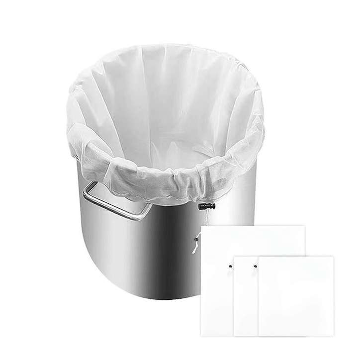 Комплект от 3 найлонови филтърни торбички за многократна употреба с връзки за пристягане за мляко и сок, различни размери