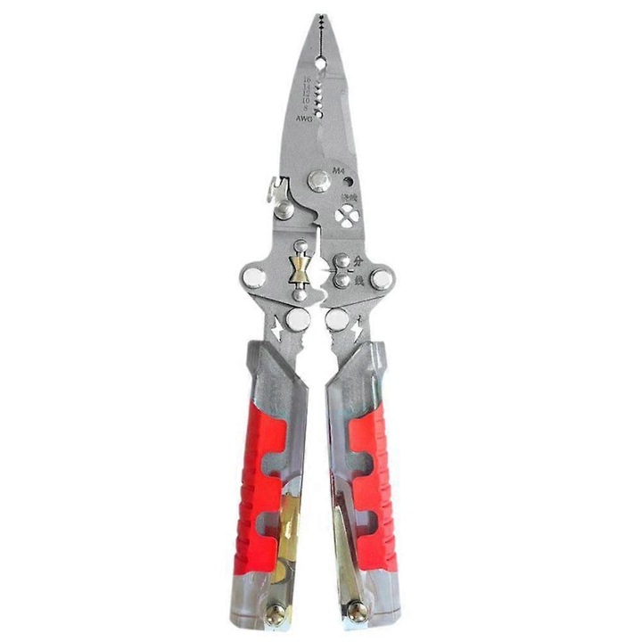 Cleste multifunctional pentru dezizolarea firelor cu testare electrica, 215mm, rosu, set 1 buc.