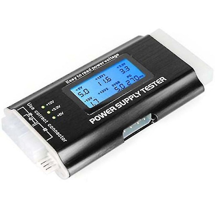 ATX tápegység teszter, 20/24 tűs, LCD, 12x6,2 cm