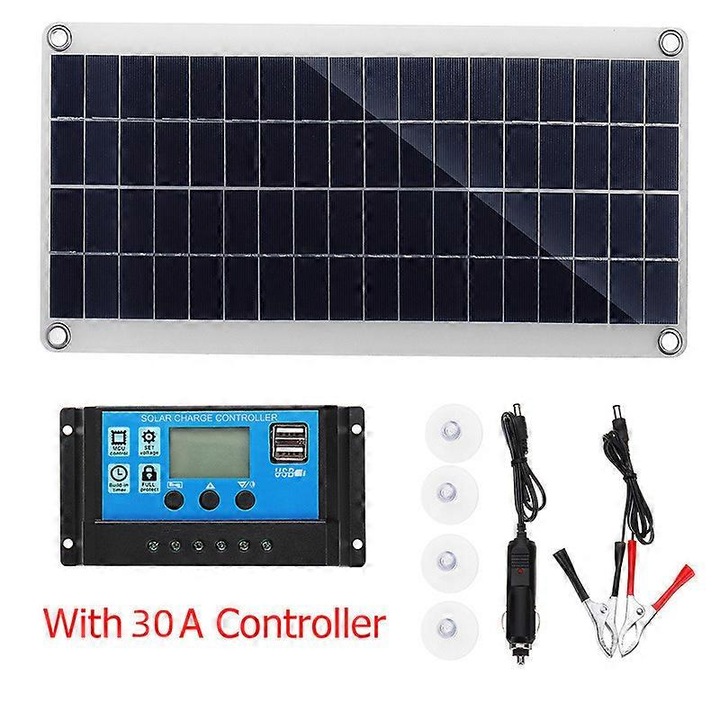 Panou solar flexibil 300W 12V, kit de incarcare pentru RV, barca de pescuit, design rezistent la apa, dimensiuni variate.