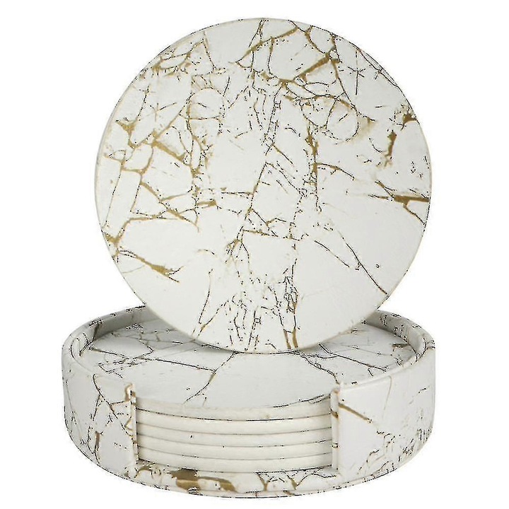 6 darabos italtartó készlet, ekológikus bőr, márvány mintázat, többszínű