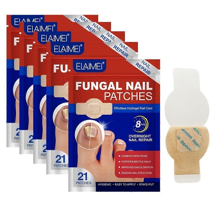 Plasturi pentru unghii, 21 buc, Elaimei, restaurare sanatate unghii, tehnologie hidrogel, 13.5x1.5x19.9cm