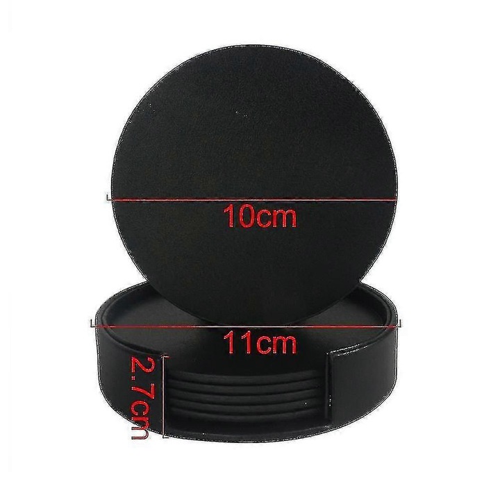 Set de suporturi pentru cana din piele PU, design simplu, multicolor, diametru potrivit pentru majoritatea canilor