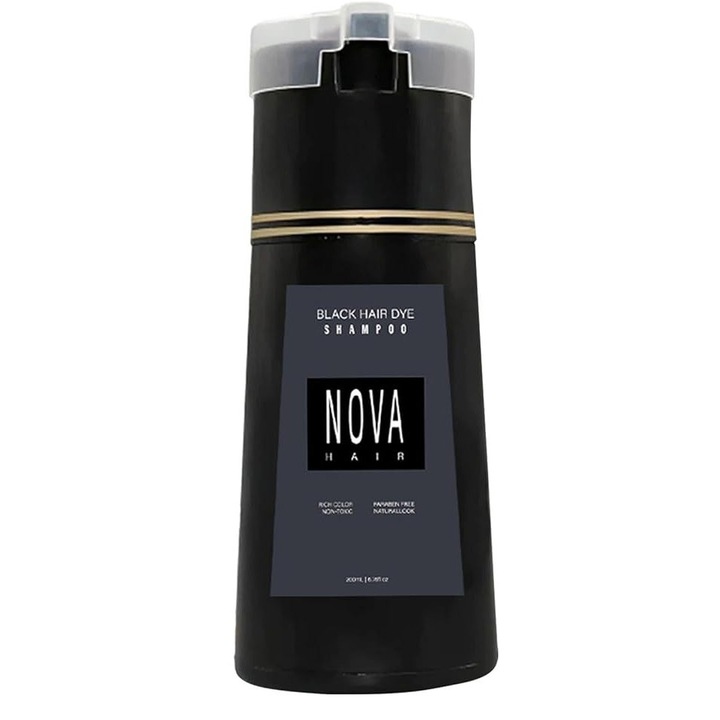 Sampon nuantator, Nova Hair, colorare instantanee, formula vegana, fara amoniac, 200ml, negru