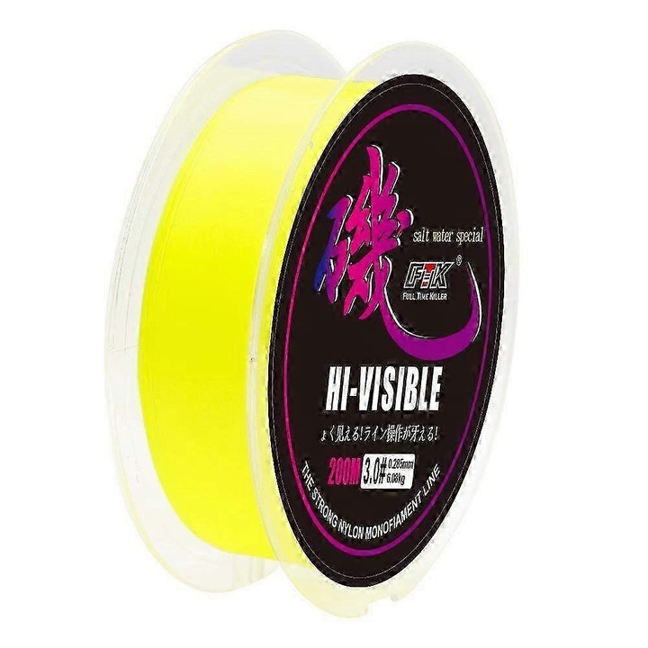 Kopásálló nylon horgászzsinór 200m, FTK, 3.80kg-9.5kg, többszínű
