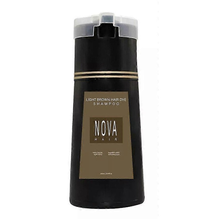 Sampon nuantator, Nova Hair, colorare instantanee, formula vegana, fara amoniac, 200ml, maro deschis