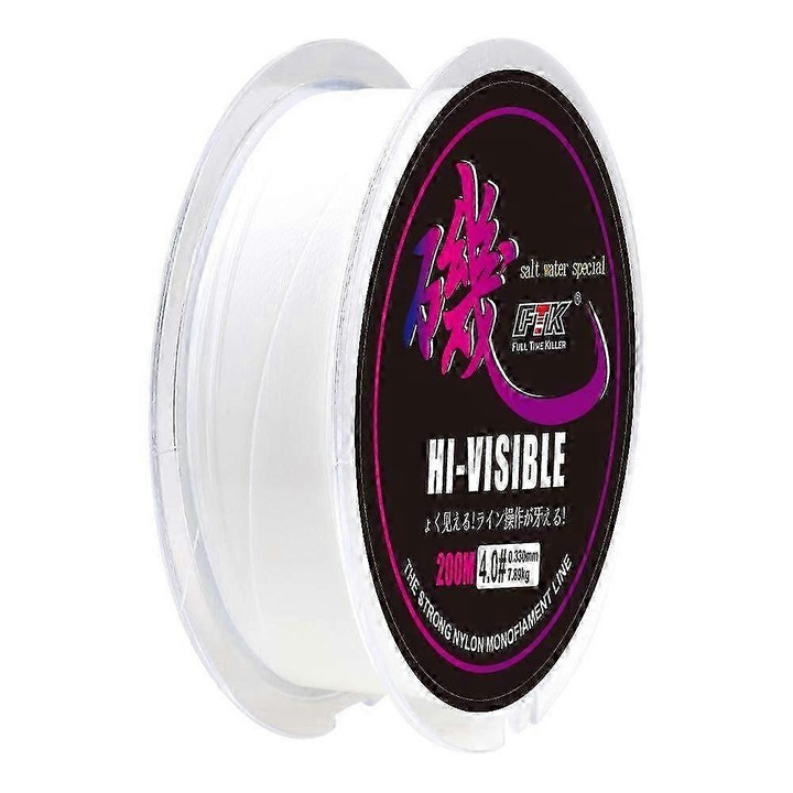 Kopásálló nylon horgászzsinór, 200m, 3.80kg-9.5kg, többszínű