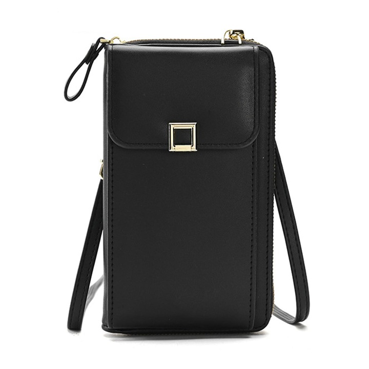 PU bor penztarca, elegans dizájn, multifunkcionalis, 18x11x5 cm