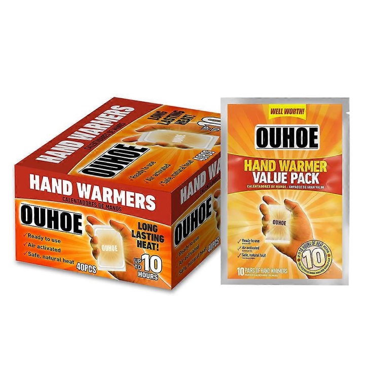 Set 10 incalzitoare de maini autoincalzitoare, ouhoe, incalzire pentru abdomen si corp, 10x13cm, non-toxic, reutilizabile