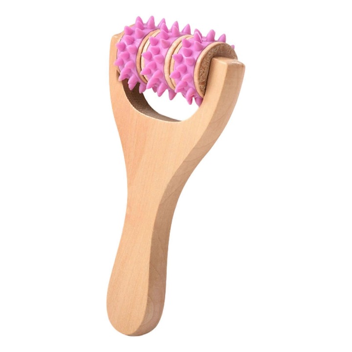 Hordozható fa masszírozó készülék, 15.5x8cm, kék, fehér, rózsaszín