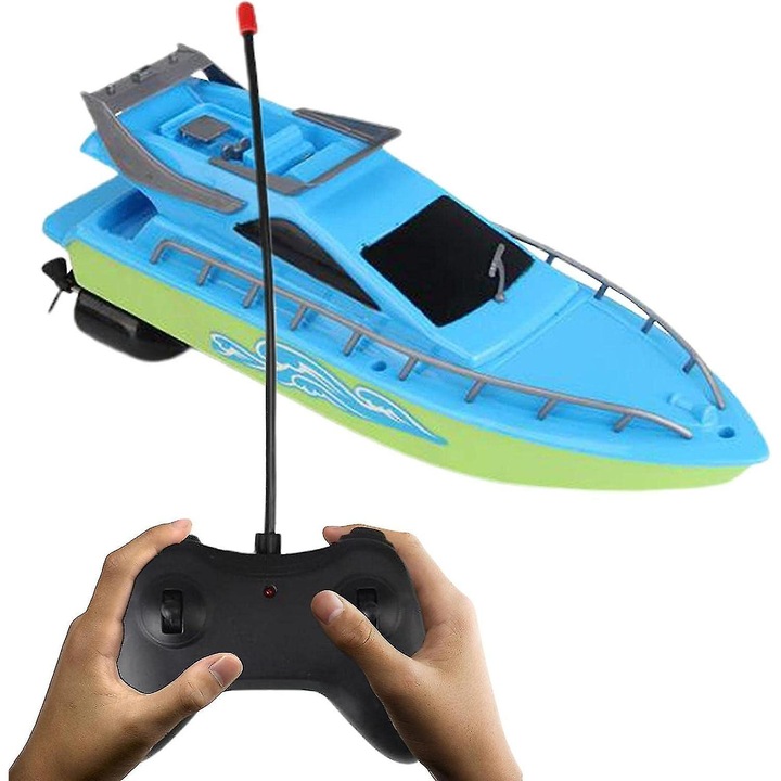Лодка с дистанционно управление, 2.4 GHz, висока скорост, водоустойчива, синя
