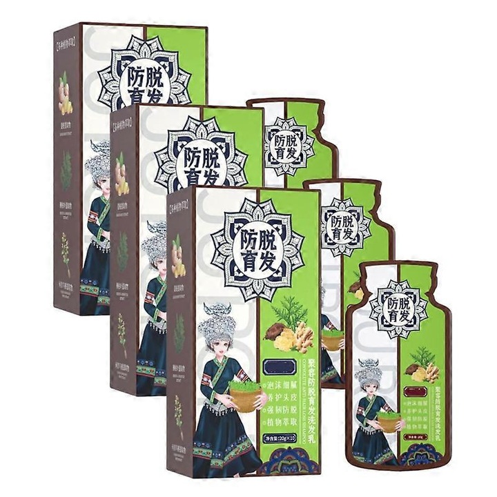 Set 3pcs sampon anti-cadere cu extract de ghimbir, 200ml, pentru toate tipurile de par, curatare profunda