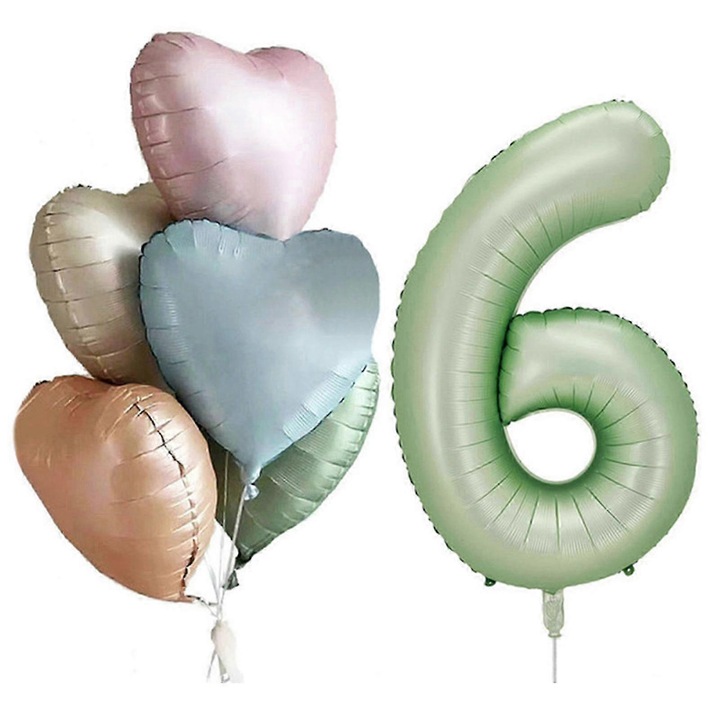Set Baloane Numere Crem, 6 Piese, Material Folie, 0-9