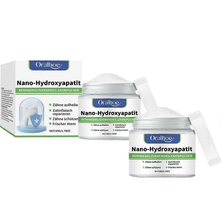 Fogfehérítő por, Oralhoe, 2 darab, természetes összetevőkből, hatékony, fehér