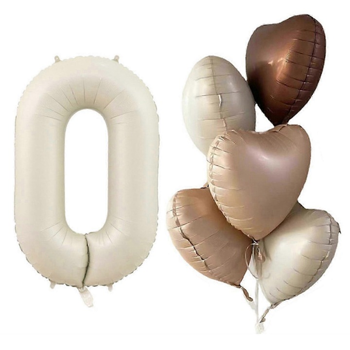 Set Baloane Numere Crem, 6 Piese, Material Folie, 0-9
