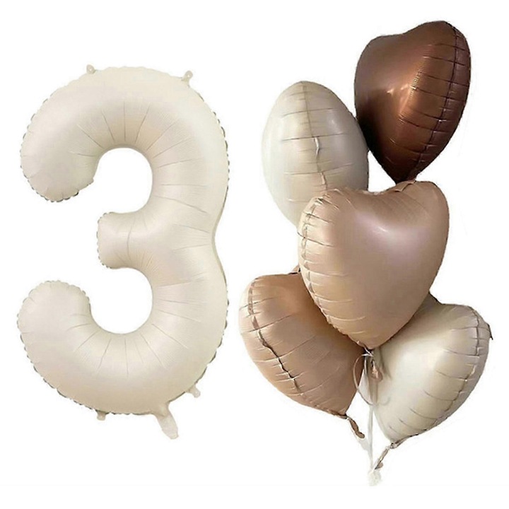 Set Baloane Numere Crem 0-9, 6 Piese, Material Folie