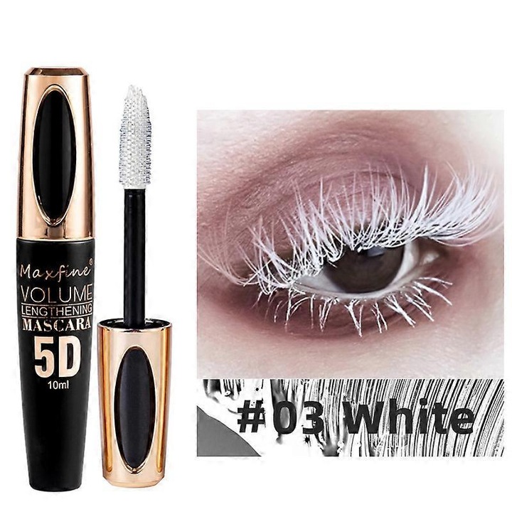 Mascara colorat 5D, waterproof, fara smudge, alb, 10ml
