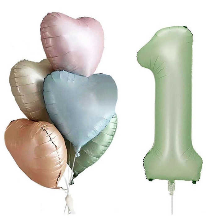 Set Baloane Numere Crem 0-9, 6 Piese, Material Folie