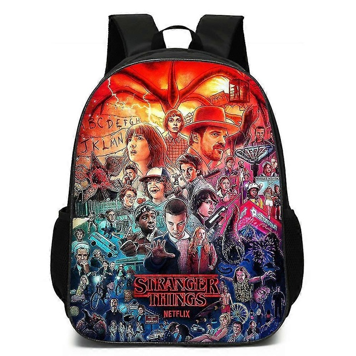 Rucsac mare Stranger Things, imprimeu 3D, poliester, multicolor, 30x40x15cm