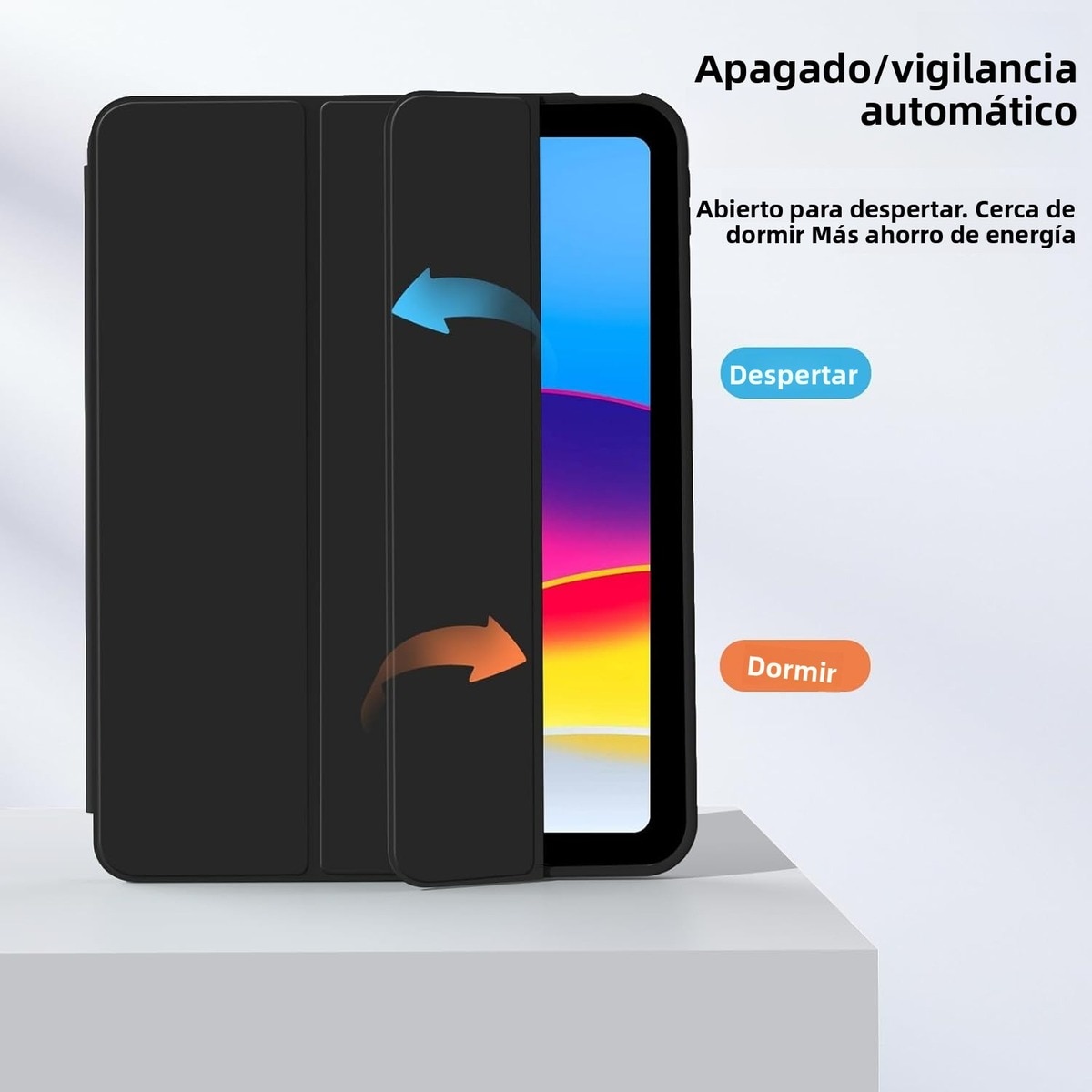 Husa Inteligenta compatibila cu Apple iPad (A16) 11 generatie 2025 / iPad 10th 10.9" 2022, Unghiuri Ajustabile, cu suport pentru stilou, husa inteligenta cu suport pliabil in trei, Negru