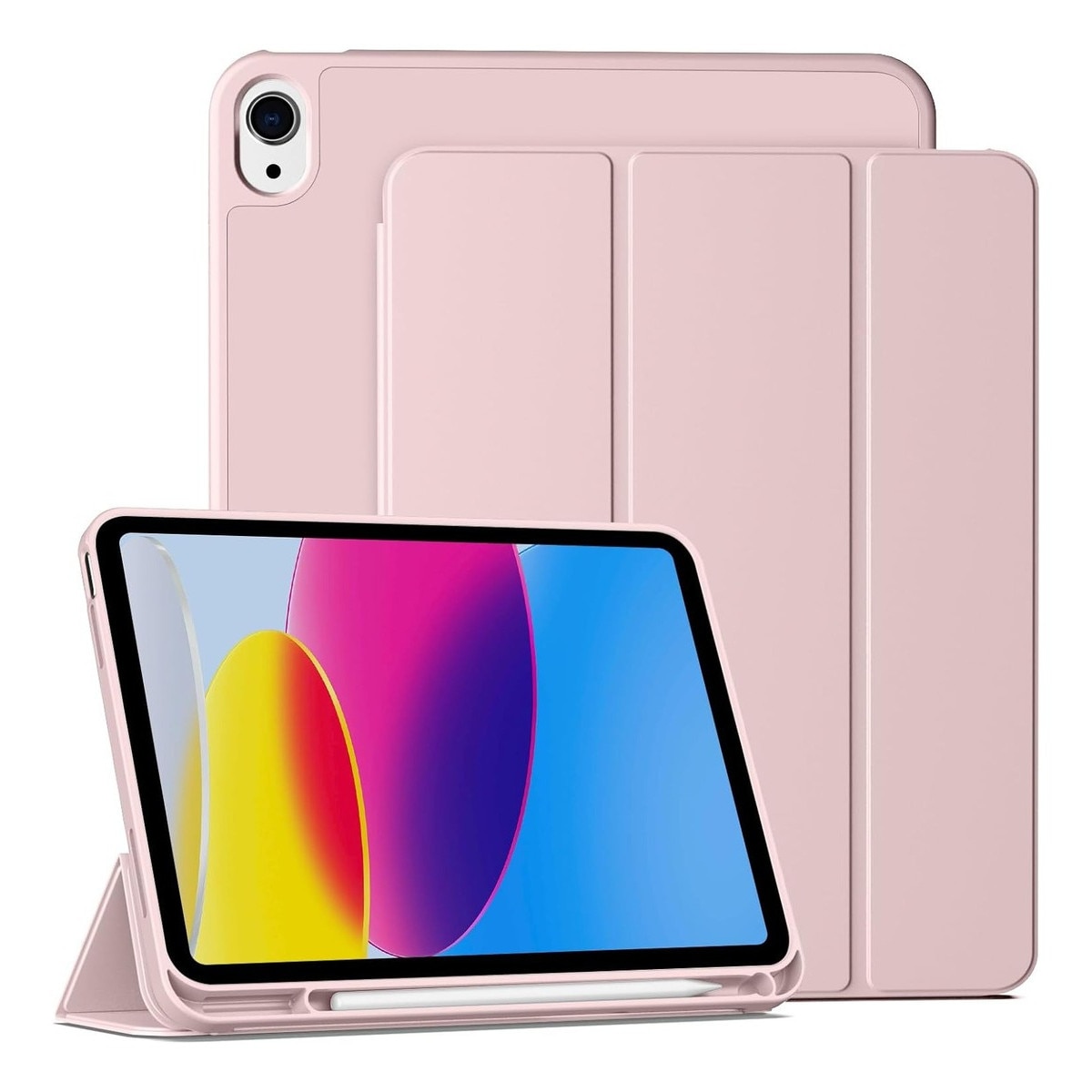 Husa Inteligenta compatibila cu Apple iPad 10th 10.9", Unghiuri Ajustabile, roz