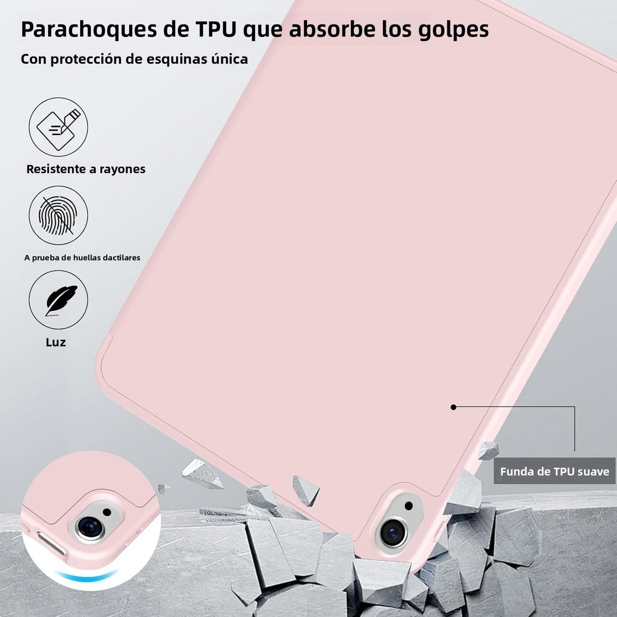 Husa Inteligenta compatibila cu Apple iPad 10th 10.9", Unghiuri Ajustabile, roz