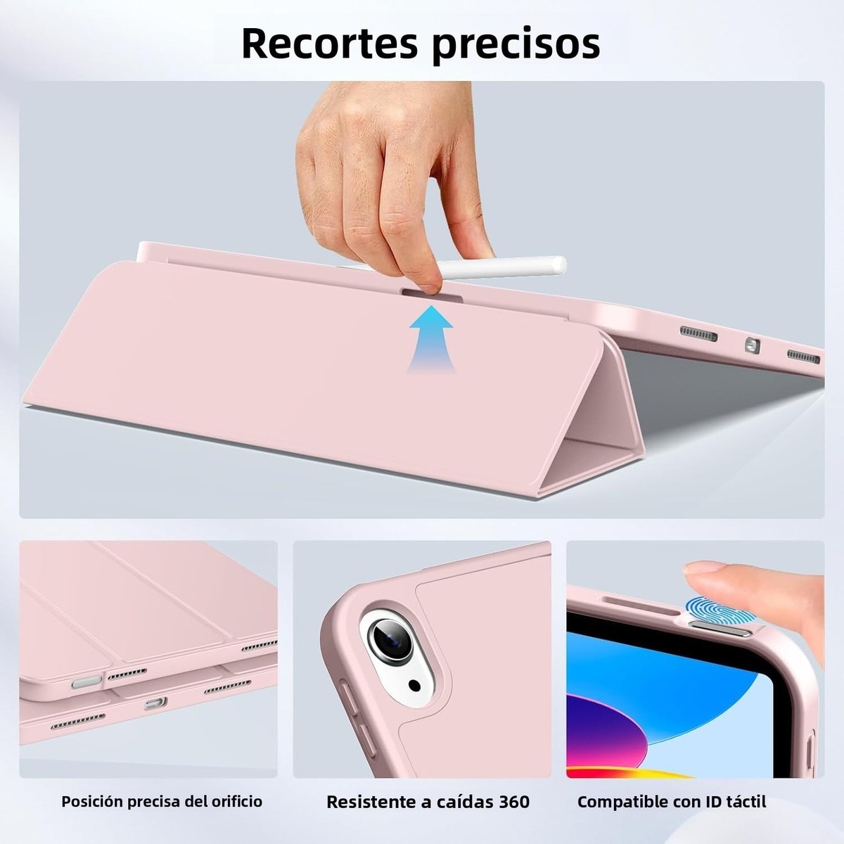 Husa Inteligenta compatibila cu Apple iPad 10th 10.9", Unghiuri Ajustabile, roz