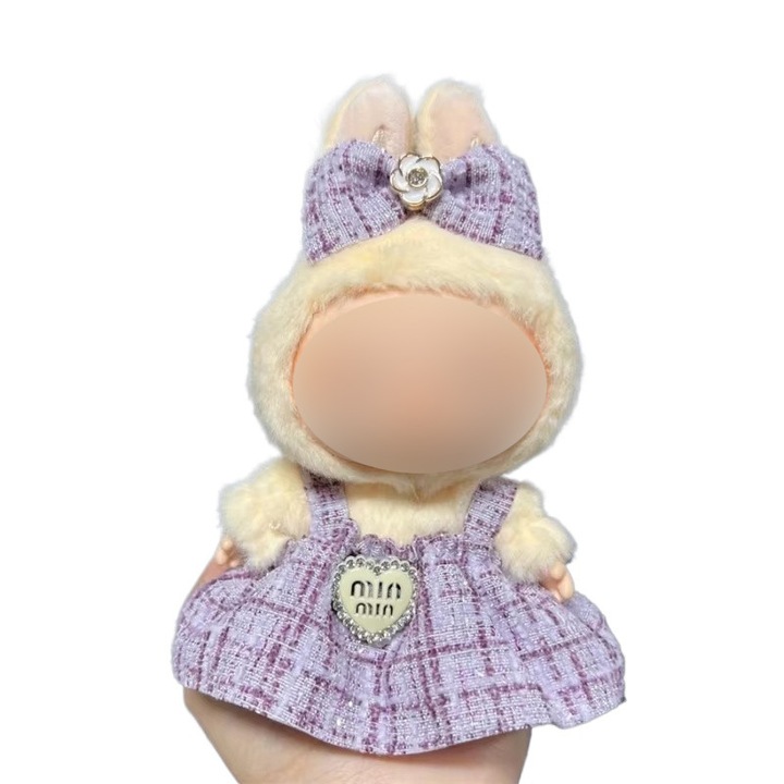 Комплект дрехи за кукла Labubu 17 см, лилав