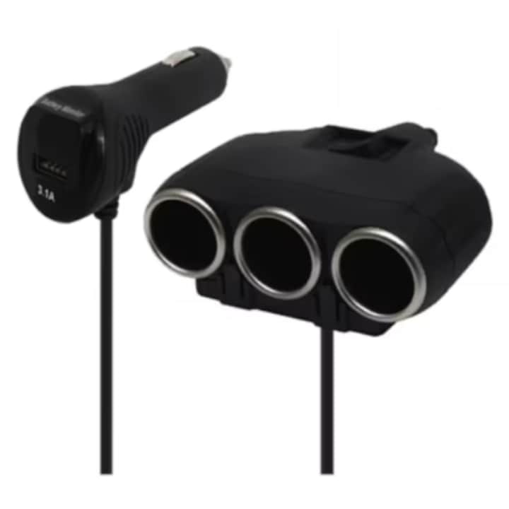 Olesson 1634 12V és 24V autós aljzat 4 bemenettel 120W fekete