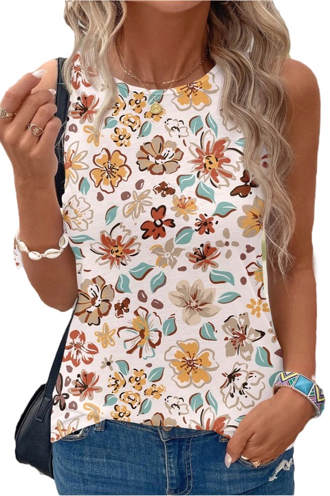 Лятна блуза, без ръкави, флорален принт, лека материя