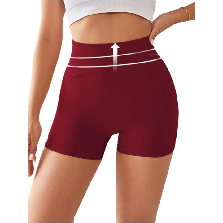 Pantaloni sport dama, scurti, cu efect push up, rosii, S