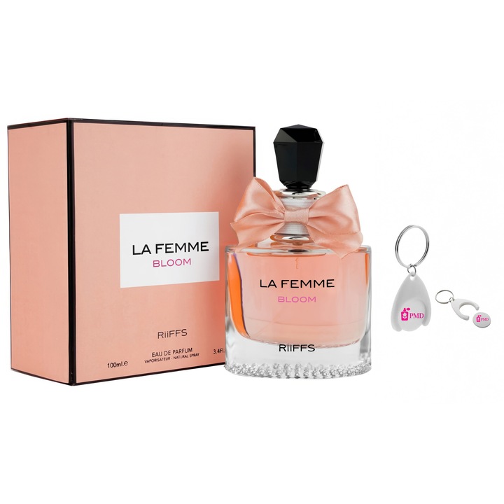 Комплект парфюмна вода La Femme Bloom, Riiffs, за жени, 100 мл с персонализиран ключодържател "PMD"