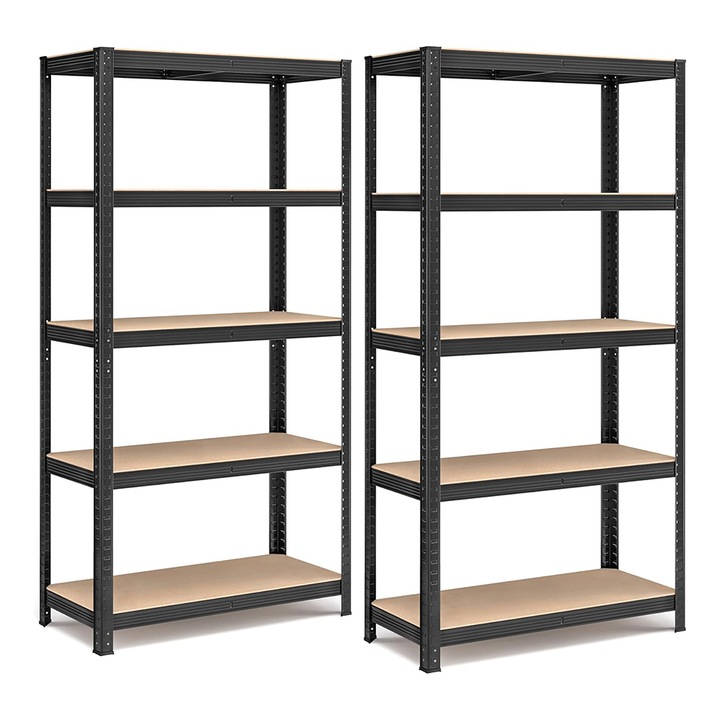 Timeless Tools 5-szintes acél polcrendszer, 2 db, fekete