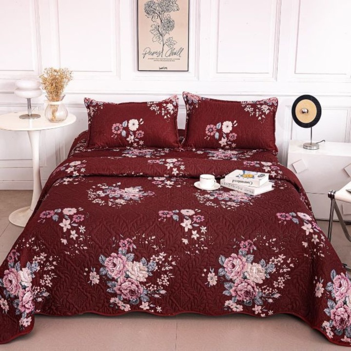 Set cuvertură Casa de Vis, matlasată, 3 piese, 220x240cm, 2 fețe imprimate diferit