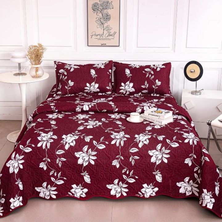 Set cuvertura cu 2 fete, Casa de Vis Online, matlasata, 3 piese, multicolor, 220 x 240 cm, Y-272